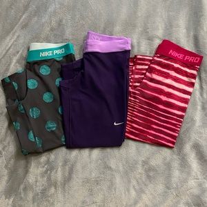 3 pairs of Nike Capri leggings